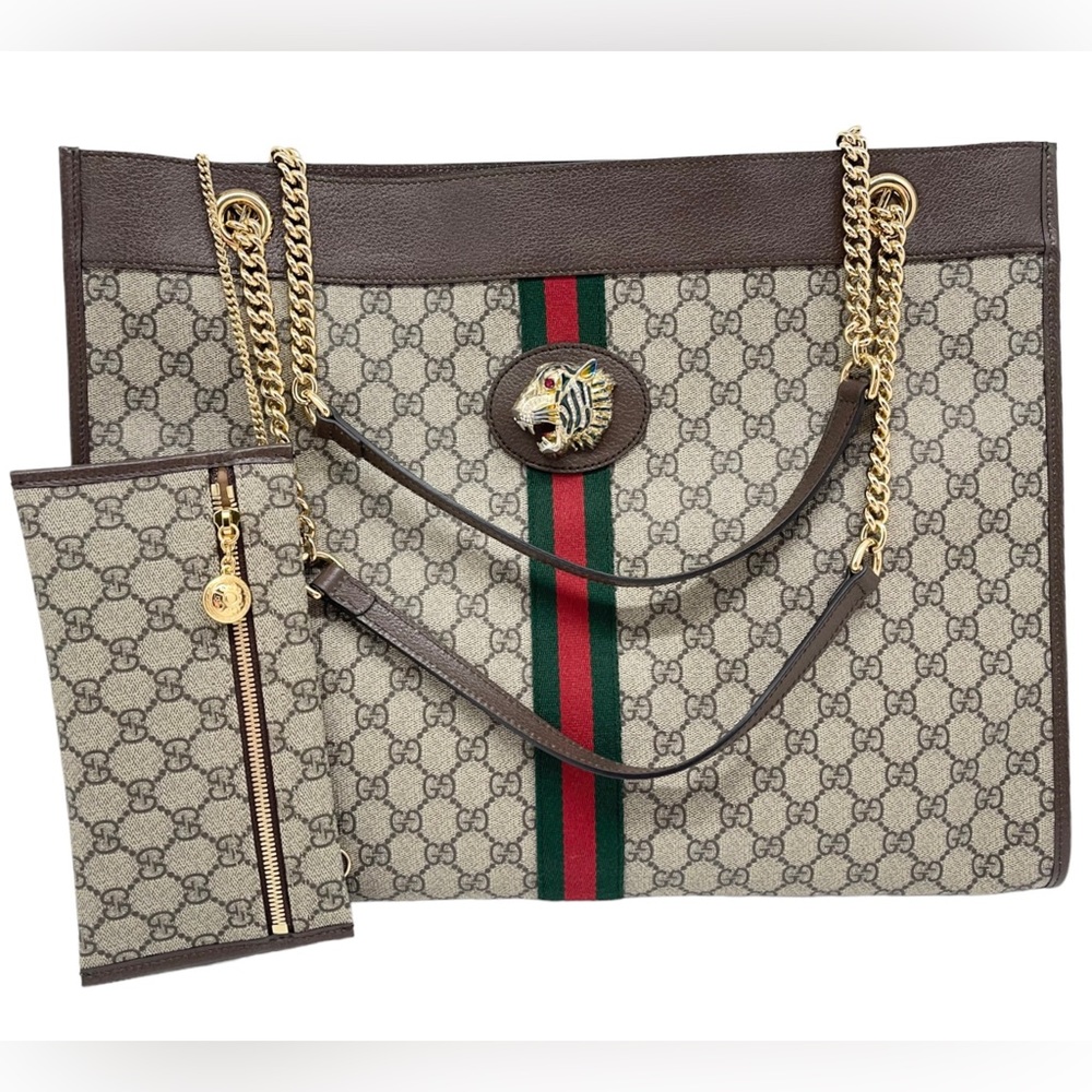 Gucci GG Supreme Large Rajah Tote and Purse Pouch - Picture 1 of 10